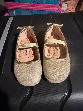 wonder nation Gold Glitter Mary Jane Shoes with Bow